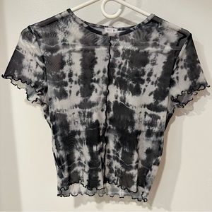 GARAGE SEE THROUGH TIE DIE CROP T-SHIRT (size medium)